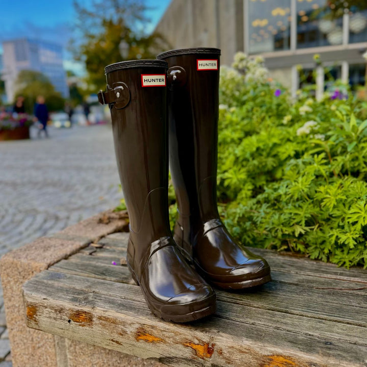 Hunter Original Tall Gloss Boots Chocolate Brown