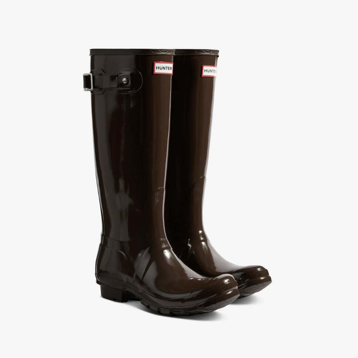 Hunter Original Tall Gloss Boots Chocolate Brown