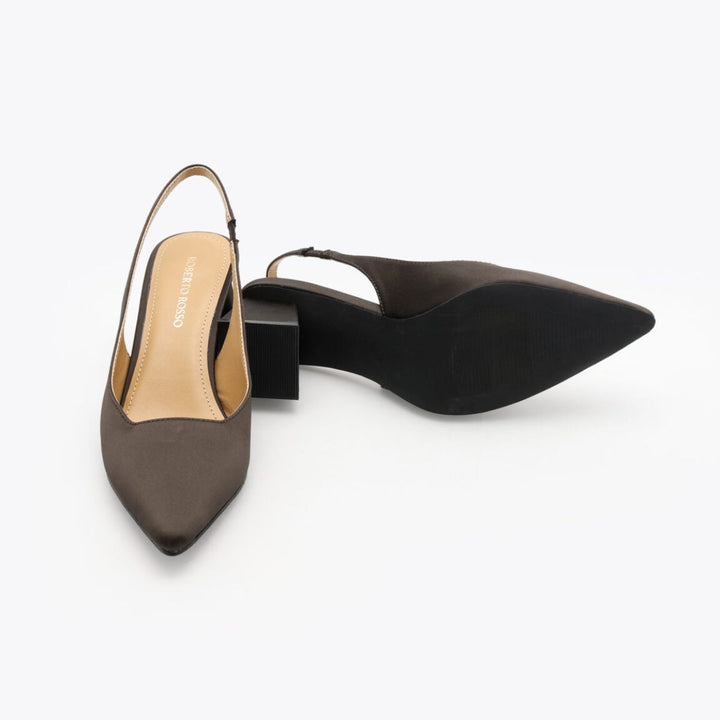Roberto Rosso Pia Sling-Back Satin Coffee W