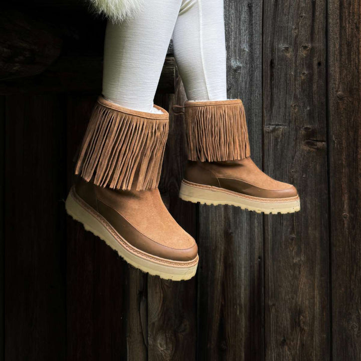 Mono Tag Boot Fringes Leather/Suede Cognac W