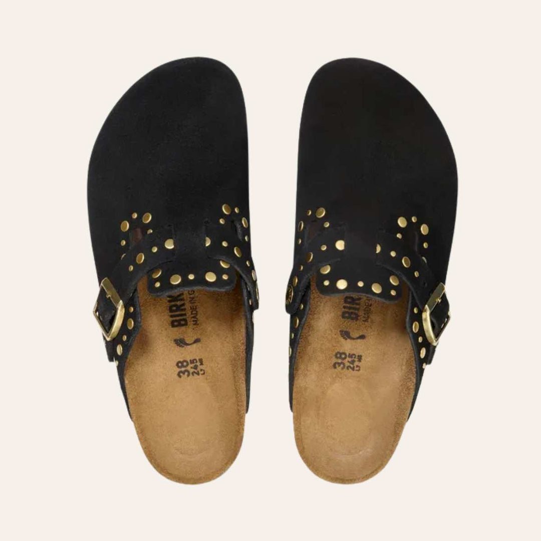 Birkenstock Boston Rivet Border Suede Black W