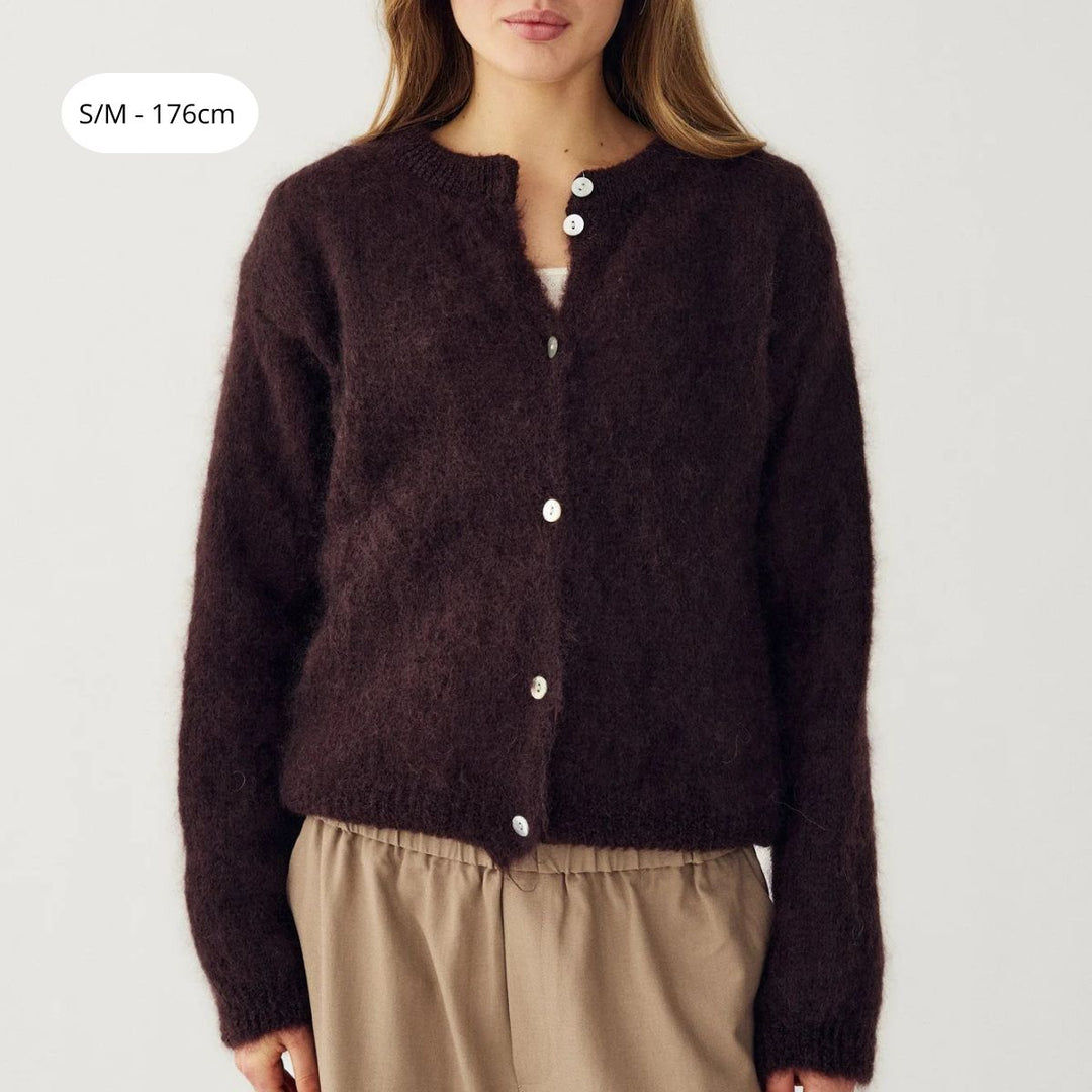 Noella N-Kae Mohair Cardigan Dark Brown Chocolate