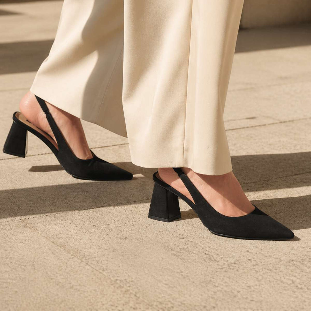 Bianco Biamaralyn Slingback Faux Suede Black W
