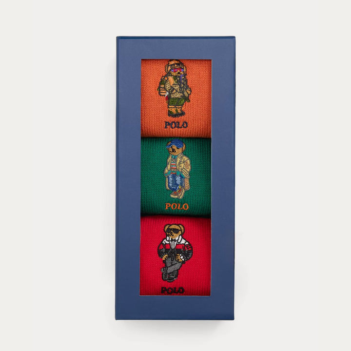 Ralph Lauren Comped Cotton Bear Crews 3 pair Multi