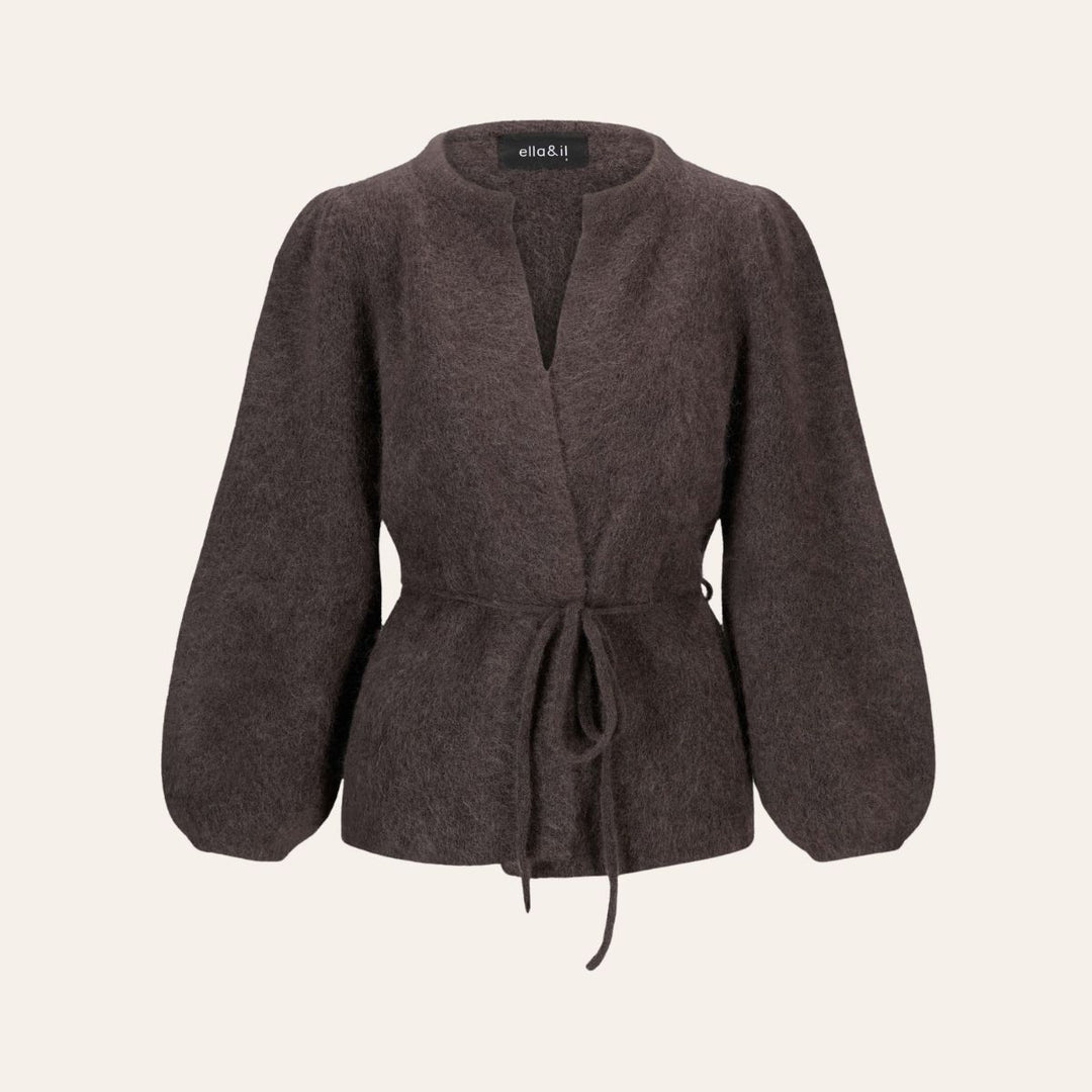 ELLA & IL Fredrikke Chunky Cardigan Dark Brown