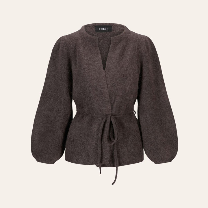 ELLA & IL Fredrikke Chunky Cardigan Dark Brown