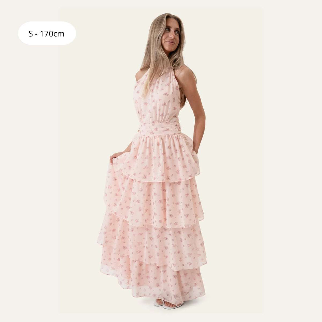 BYIC BelleIC Long Dress Pink Flower Print