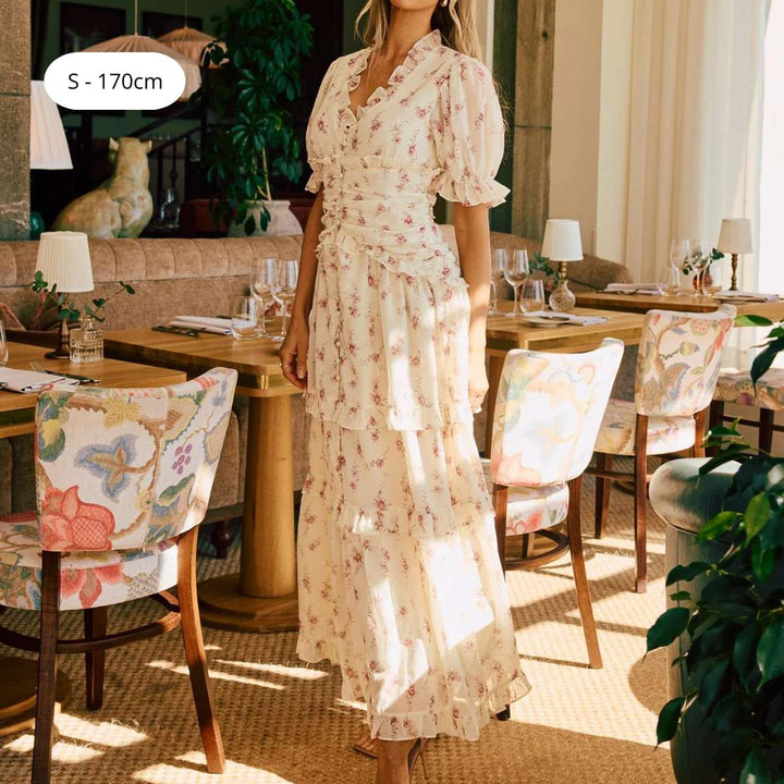 BYIC ArielIC Long Dress Off White Vintage Rose