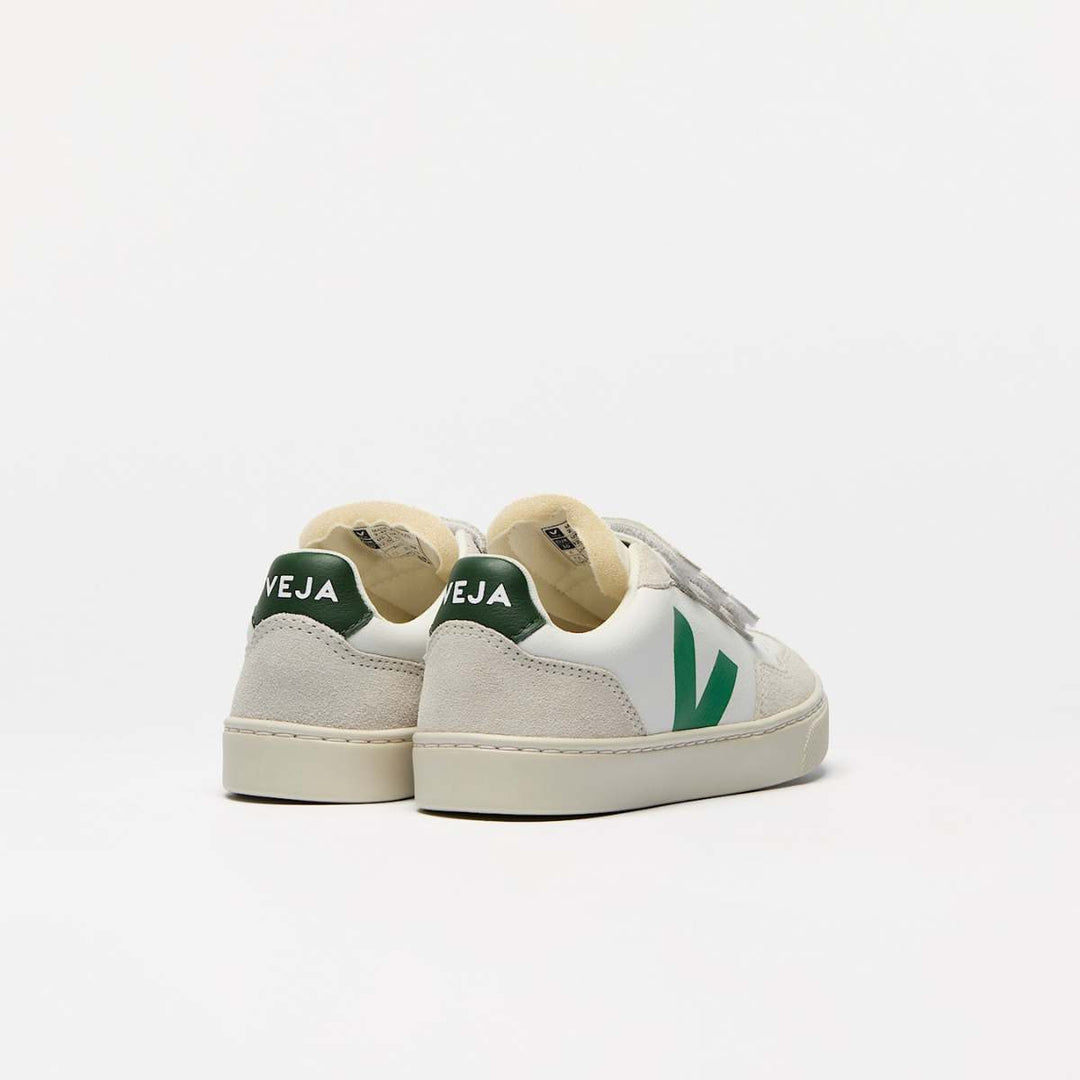 VEJA Small V-90 O.T. Leather Extra White Emraude B