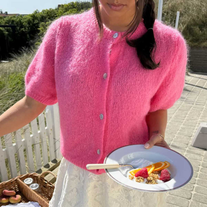 IdaIC Kortermet Cardigan Pink