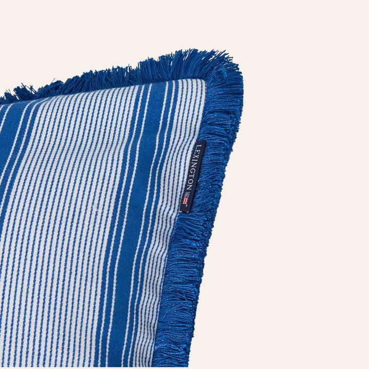 Lexington Striped Fringe Pillow Cover Blue/White 50x50