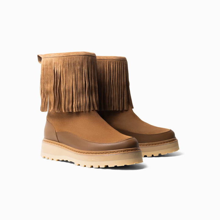Mono Tag Boot Fringes Leather/Suede Cognac W