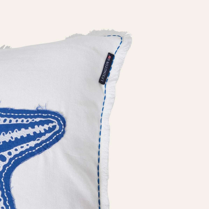 Lexington Summer Embroidered Patch Pillow Cover White/Blue 50x50
