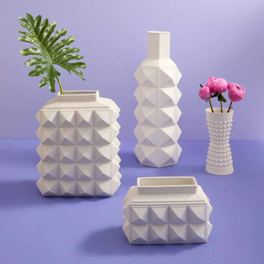 Jonathan Adler Charade Studded Taper Vase White