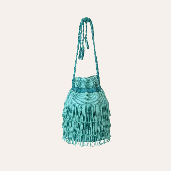 Hvisk Mira Pouch Beaded Aquatic Blue