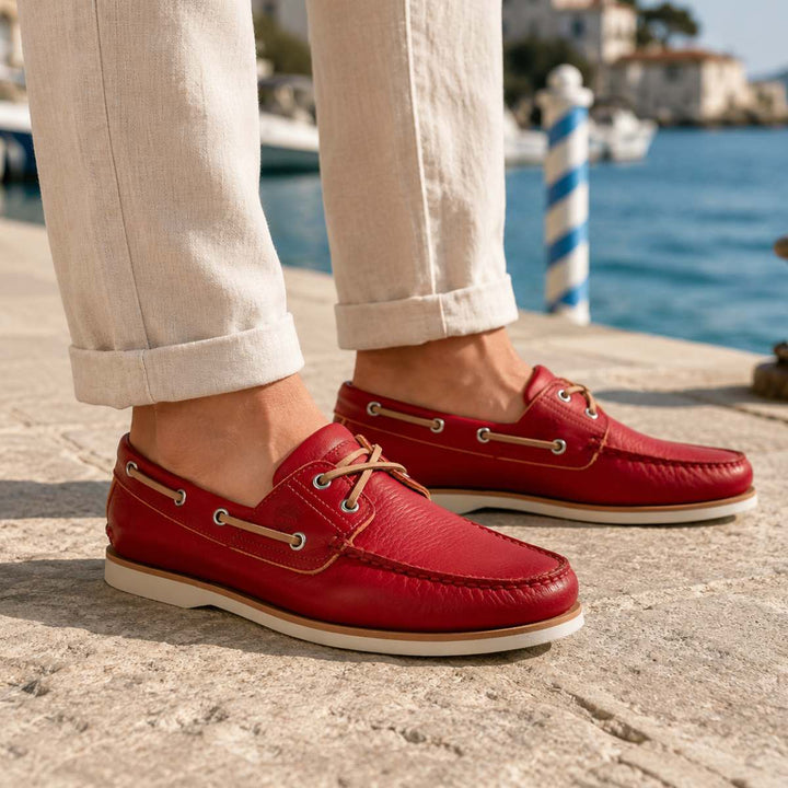 Timberland Classic Boat Shoe Medium Red Full Grain M