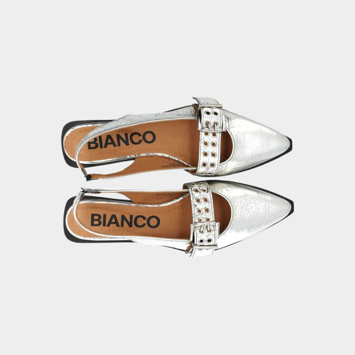 Bianco Biavictoria Single Buckle Slingback Silver W