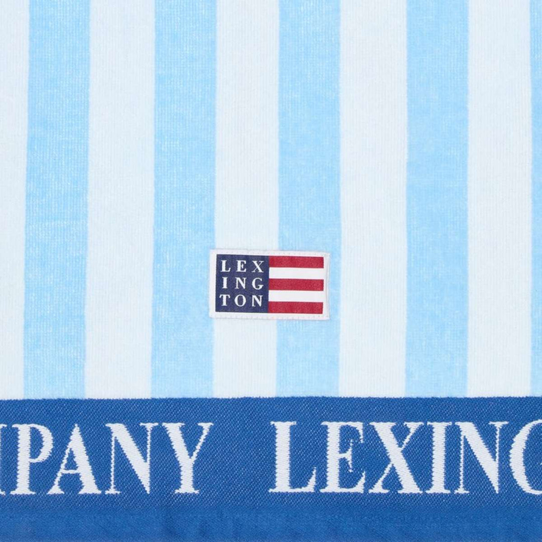 Lexington Summer Cotton Velour Beach Towel Blue/White 100x180