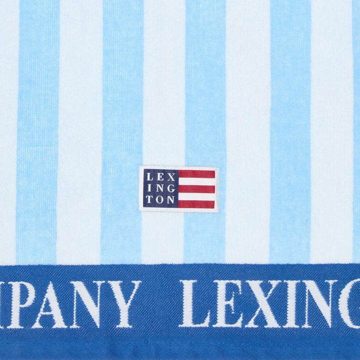 Lexington Summer Cotton Velour Beach Towel Blue/White 100x180