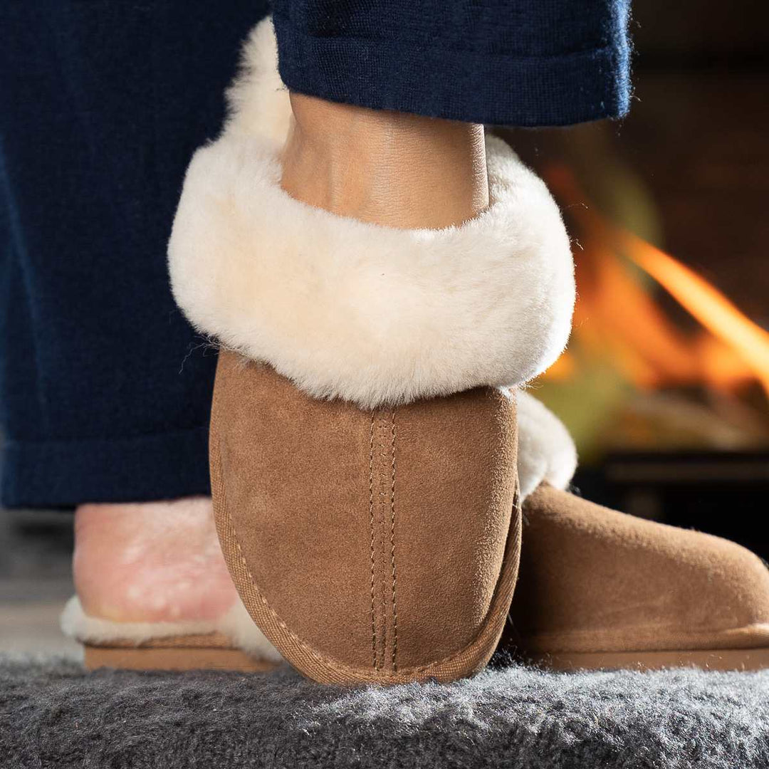 Roberto Rosso Sheepskin Slippers Camel