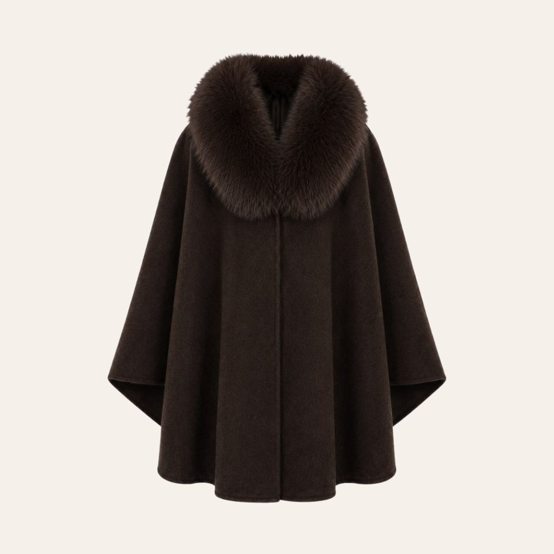 From Paris With Love Faux Fur Collar Cape Choco W
