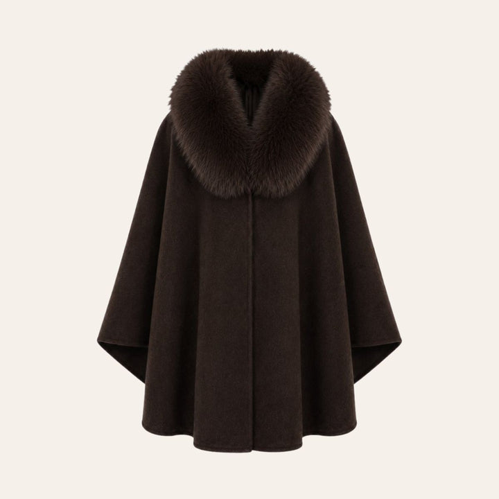 From Paris With Love Faux Fur Collar Cape Choco W