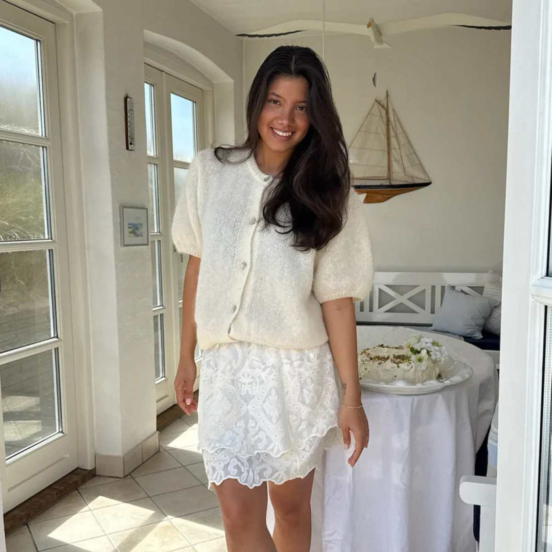 IdaIC Kortermet Cardigan Hvit