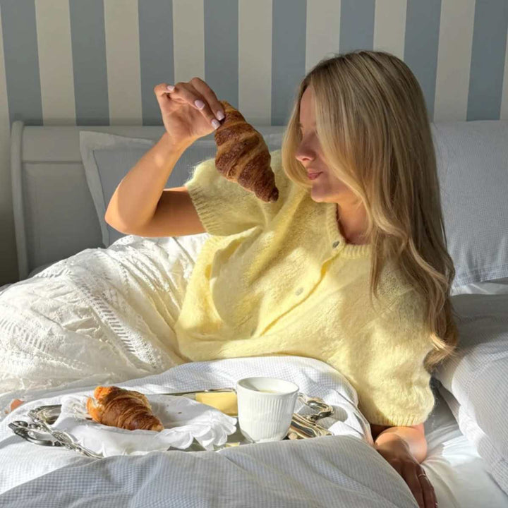 IdaIC Kortermet Cardigan Gul