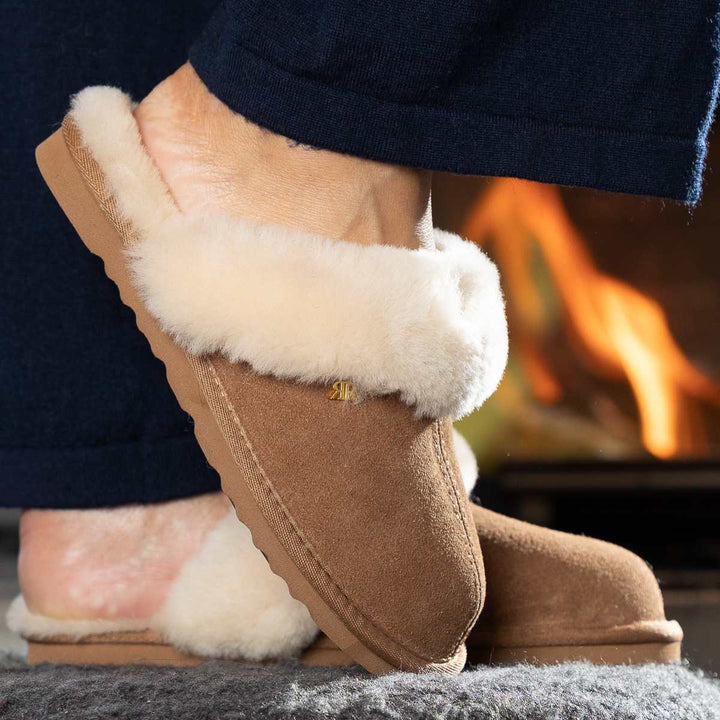 Roberto Rosso Sheepskin Slippers Camel