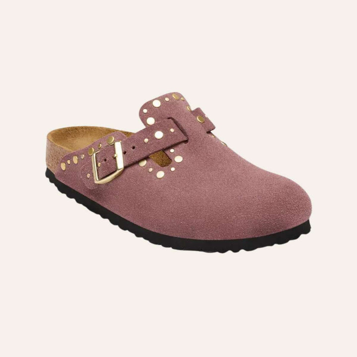 Birkenstock Boston Rivet Border Suede Pepper W