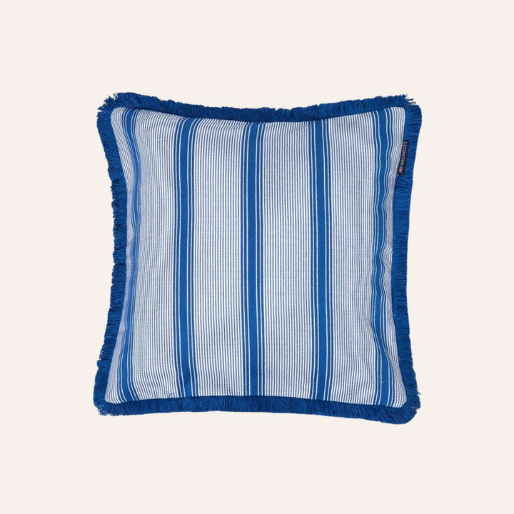 Lexington Striped Fringe Pillow Cover Blue/White 50x50