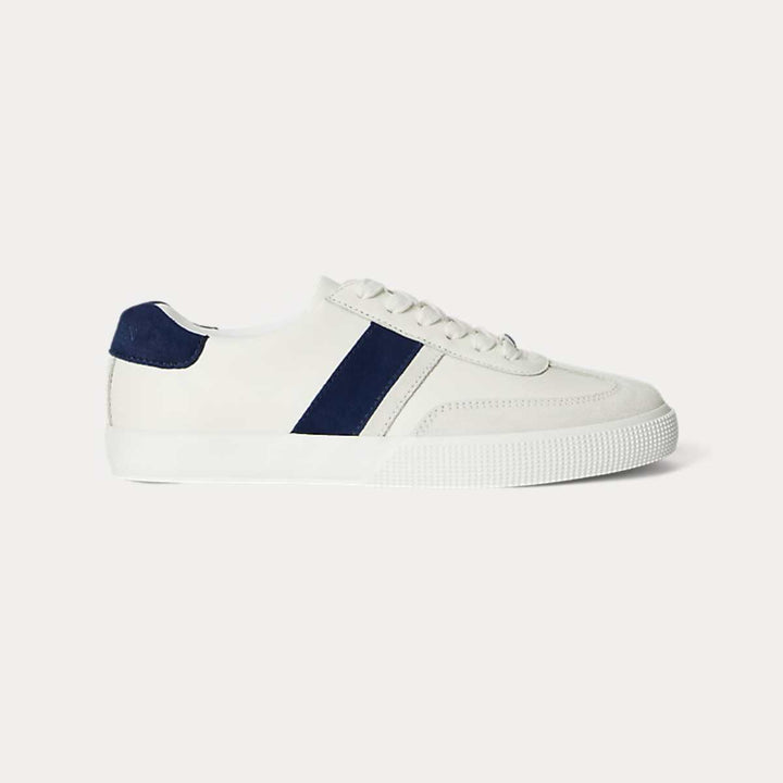 Ralph Lauren Braylee Leather and Suede Trainer Snow White / Navy W