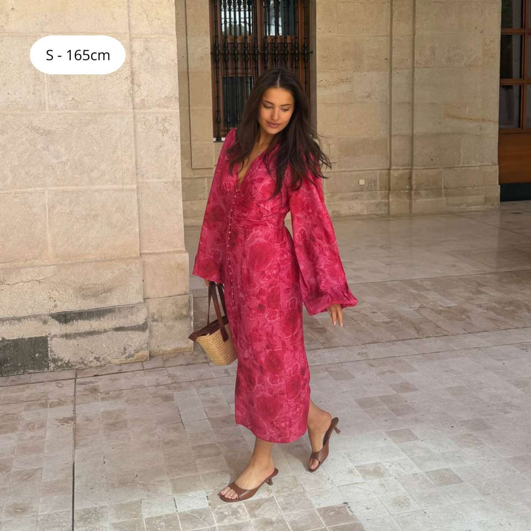 BYIC AdaIC Long Dress Soft Rose Print