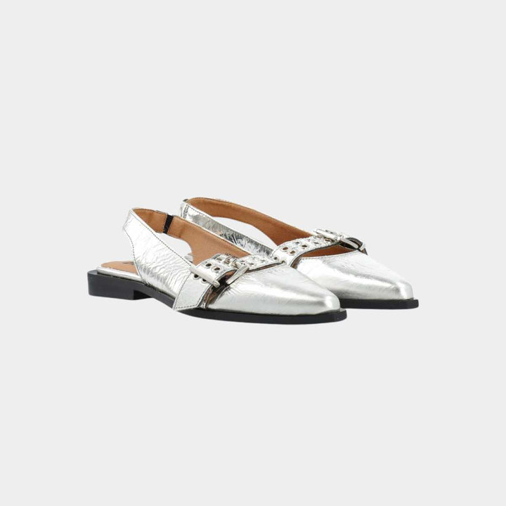 Bianco Biavictoria Single Buckle Slingback Silver W