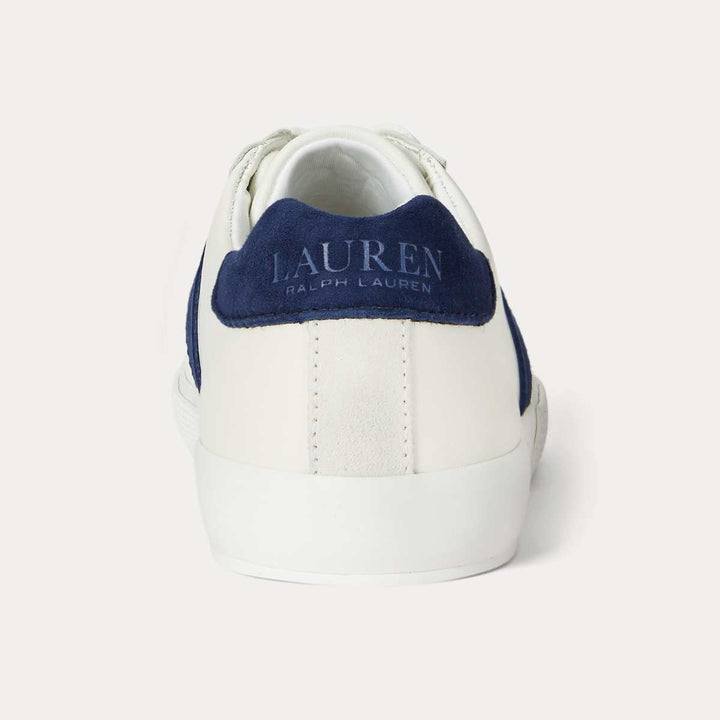 Ralph Lauren Braylee Leather and Suede Trainer Snow White / Navy W