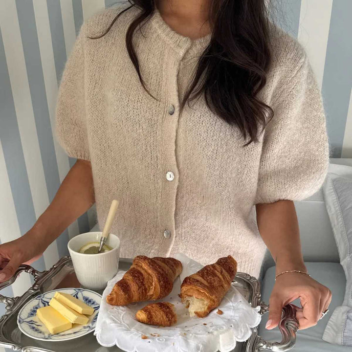 IdaIC Kortermet Cardigan Beige