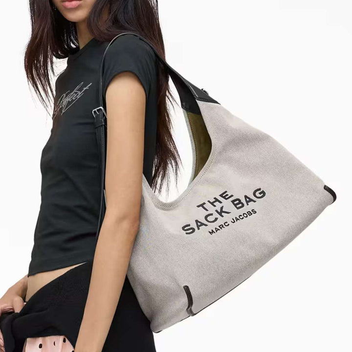 Marc Jacobs The Belted Sack Canvas Leather Ivory/Black