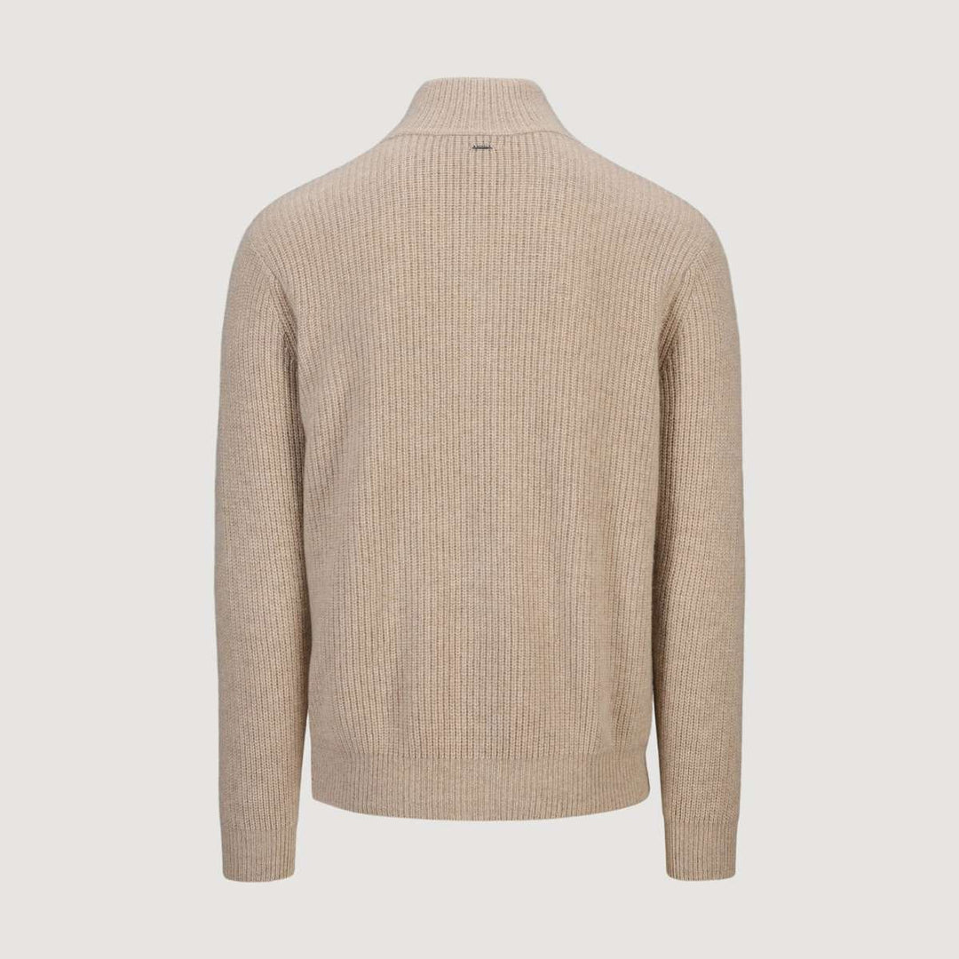 Monel Jason Cashmere Zip Stone Sand M