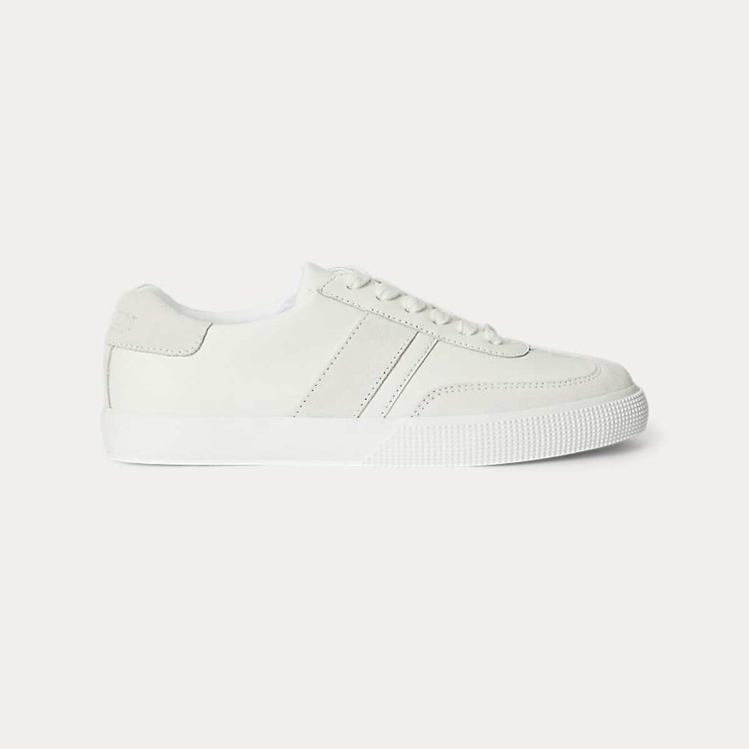Ralph Lauren Braylee Leather and Suede Trainer Snow White / Bianco W