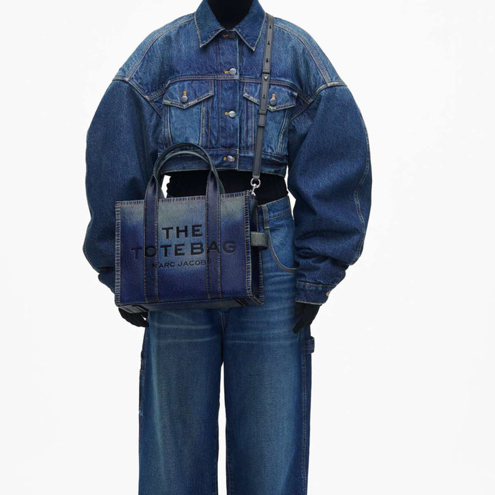 Marc Jacobs The Medium Tote Bag Denim Printed Leather